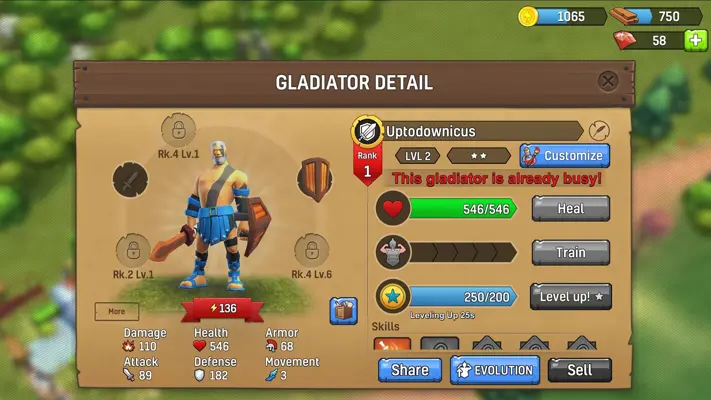 Gladiator Heroes android App screenshot 6